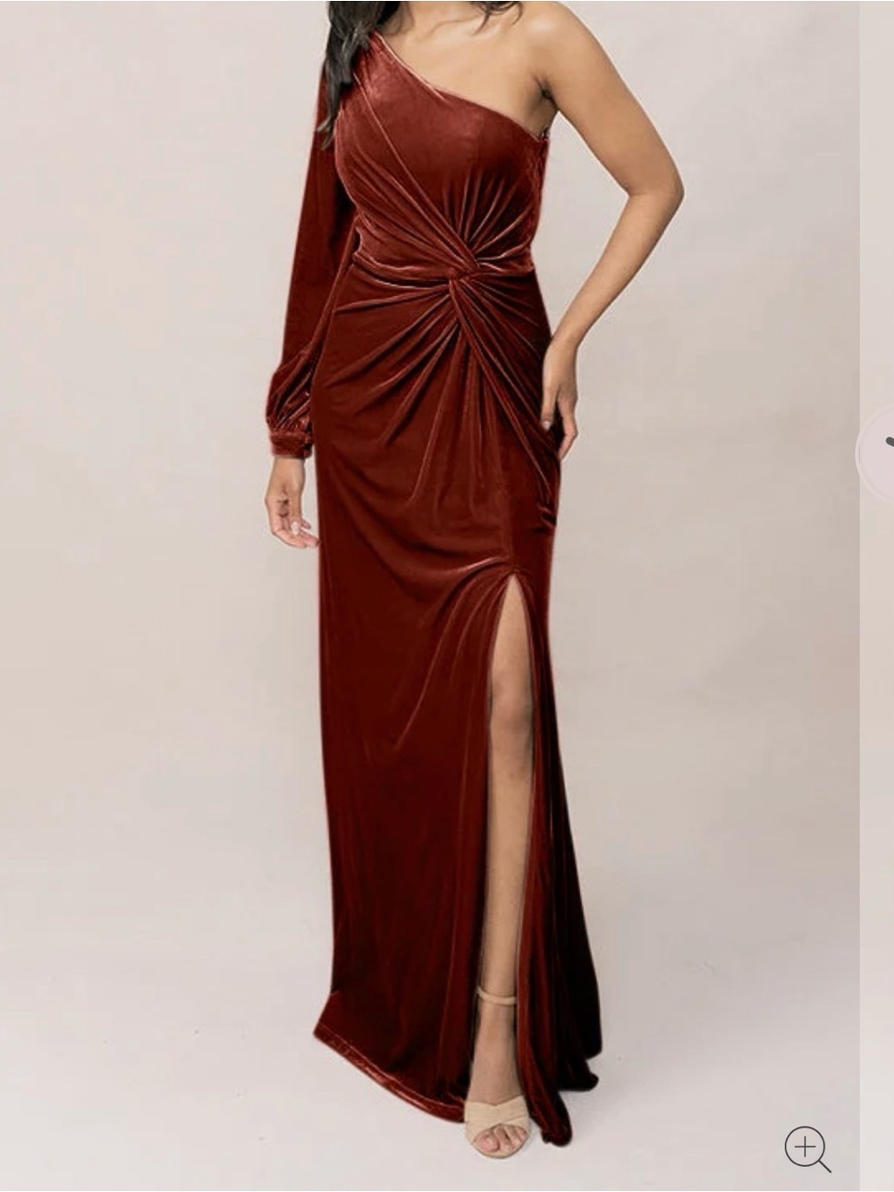 Revelry Twisted Velvet Maxi Skirt in Burgundy